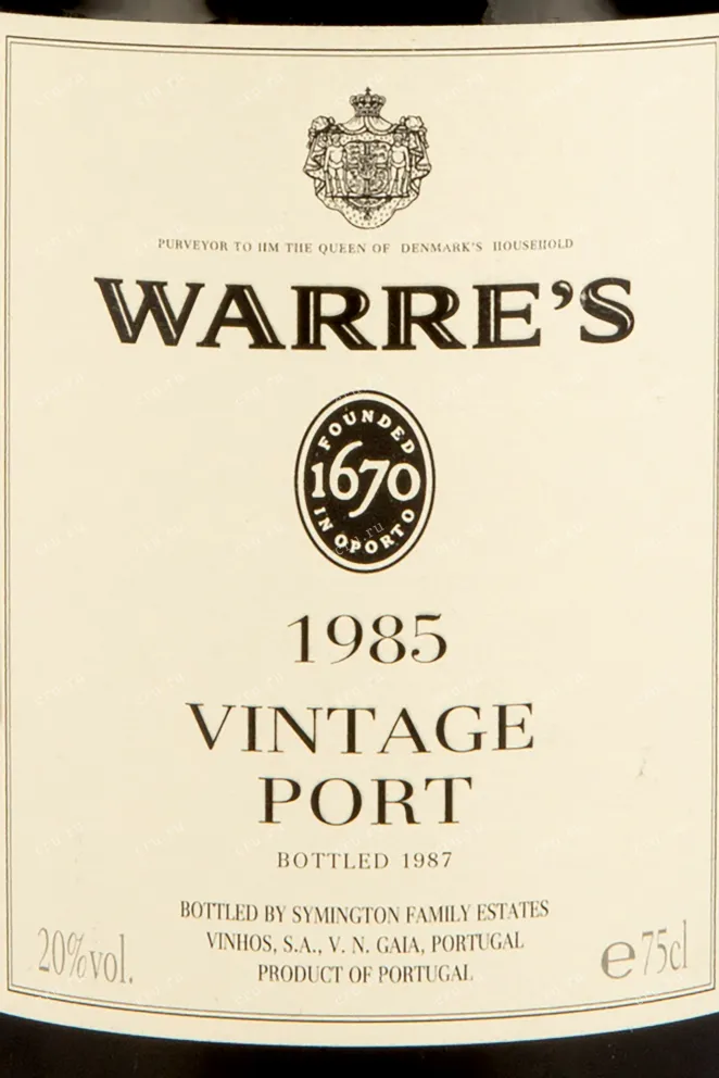 Этикетка портвейна Warres Vintage 1985 0,75