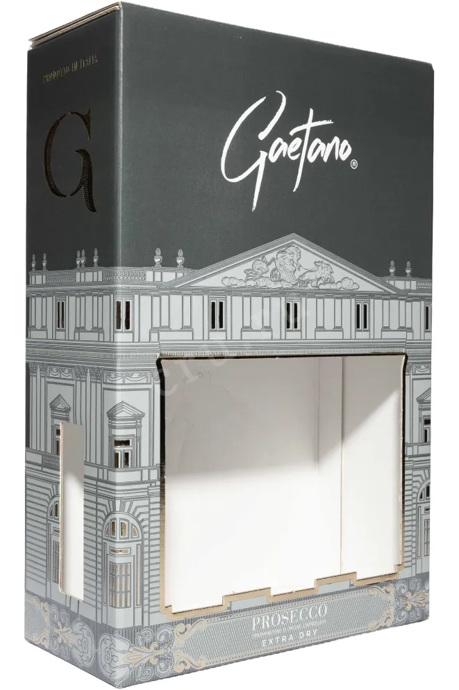 Подарочная коробка Gaetano Prosecco Extra Dry DOC in gift box with 1 glass 2024 0.75 л