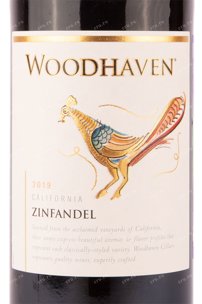 Этикетка вина Вудхэвен Зинфандель 2019 0.75