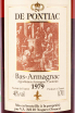 Этикетка Bas-Armagnac De Pontiac wooden box 1979 0.7 л