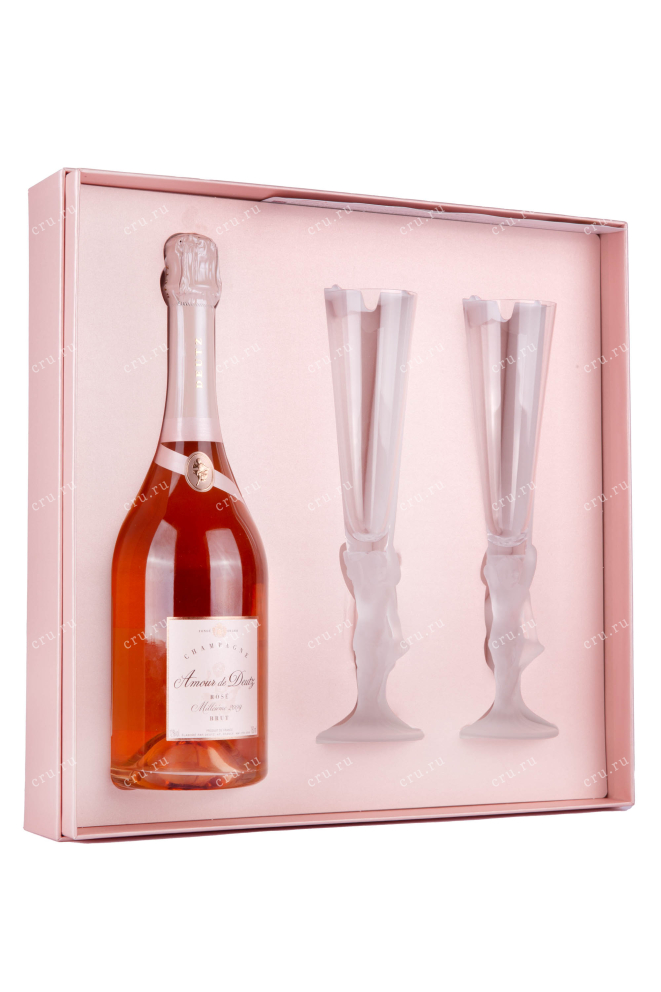 Подарочная коробка игристого вина Amour de Deutz Brut Rose gift box with 2 glasses 0.75 л