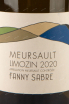 Этикетка Mersault Limosen Fanny Sabre 2020 0.75 л