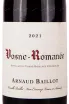 Этикетка Arnaud Baillot Vosne Romanee 2021 0.75 л