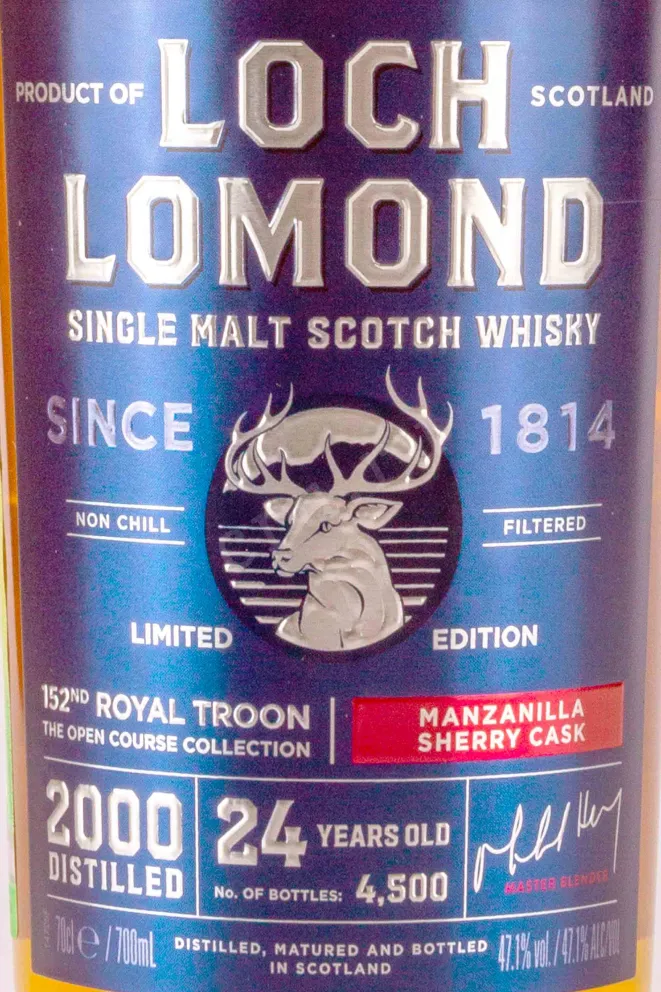 Контрэтикетка Loch Lomond Limited Edition Open Course Collection 152 Royal Troon 24 years old in gift box 0.7 л