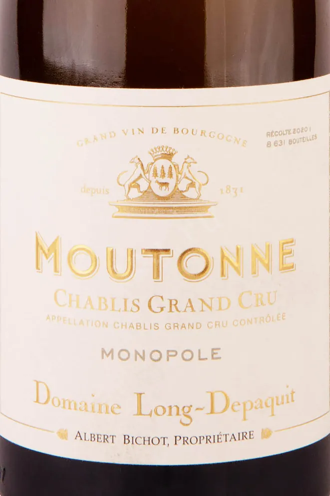 Этикетка Chablis Grand Cru Domaine Long-Depaquit Moutonne 2020 0.75 л