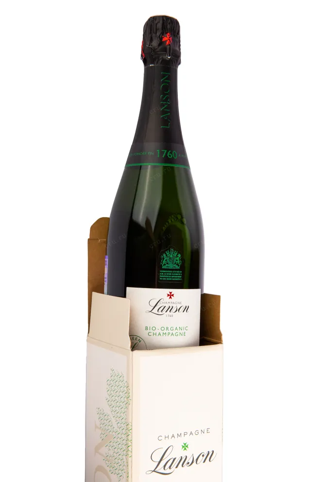 Подарочная коробка игристого вина Lanson Green Label Organic Brut with gift box 0.75 л