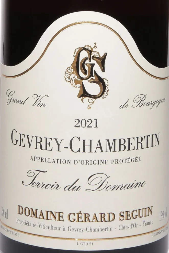 Этикетка Domaine Gerard Seguin Terroir Du Domaine Gevrey-Chambertin AOC 2021 0.75 л