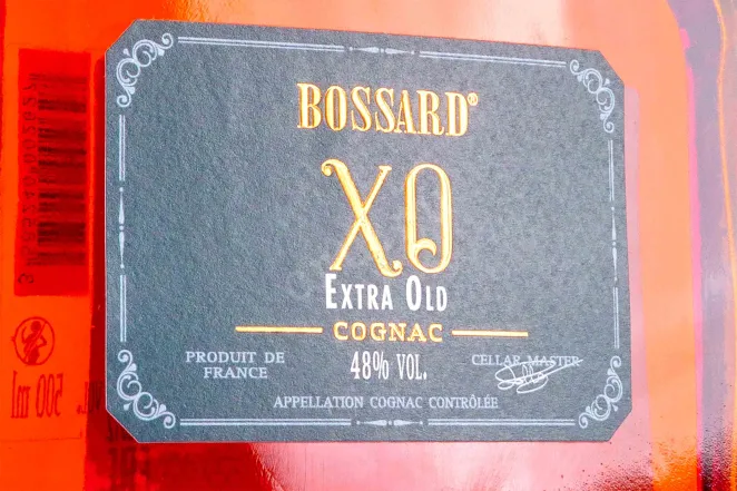 Этикетка Bossard XO Extra Old 0.5 л
