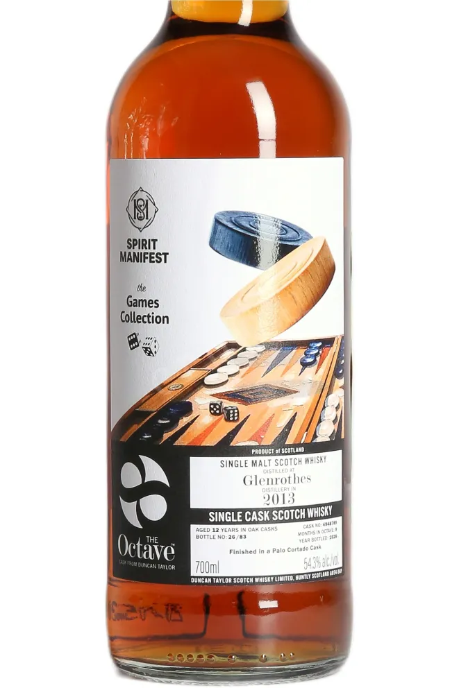 Этикетка Spirit Manifest Glenrothes Octave 12 years in tube 2013 0.7 л