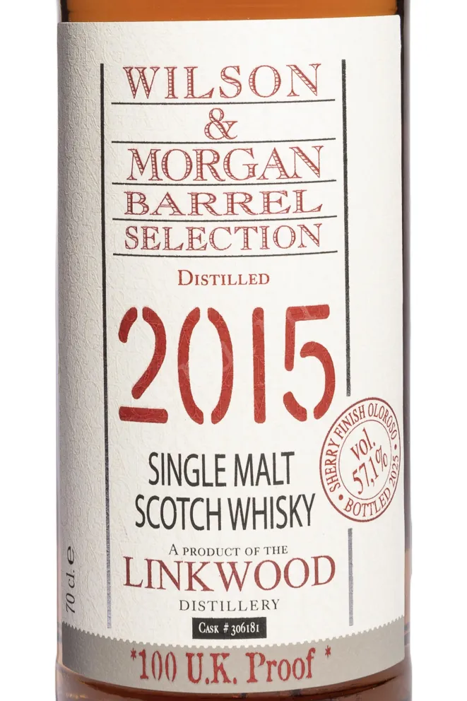 Этикетка Wilson & Morgan Barrel Selection Linkwood Sherry Finish Oloroso 9 Years Old in gift box 0.7 л