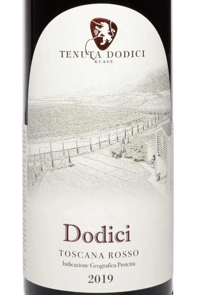 Этикетка Dodici Toscana Rosso 2019 0.75 л