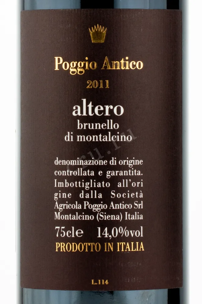 Этикетка вина Poggio Antico Brunello di Montalcin 2009 0.75 л