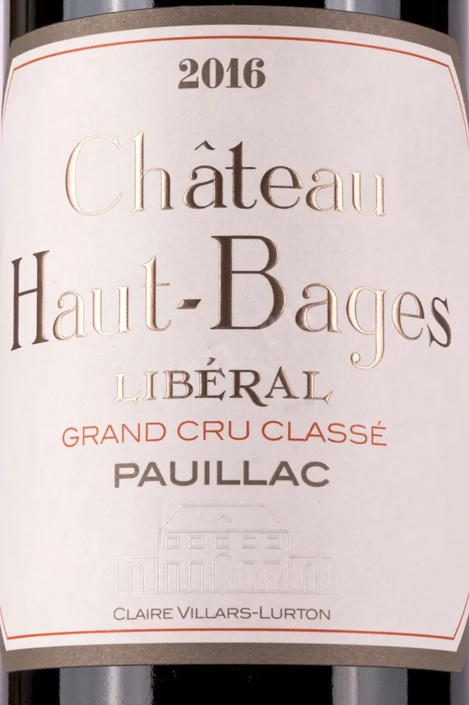 Этикетка Chateau Haut-Bages Liberal Grand Cru Classe Pauillac AOC 2016 0.75 л