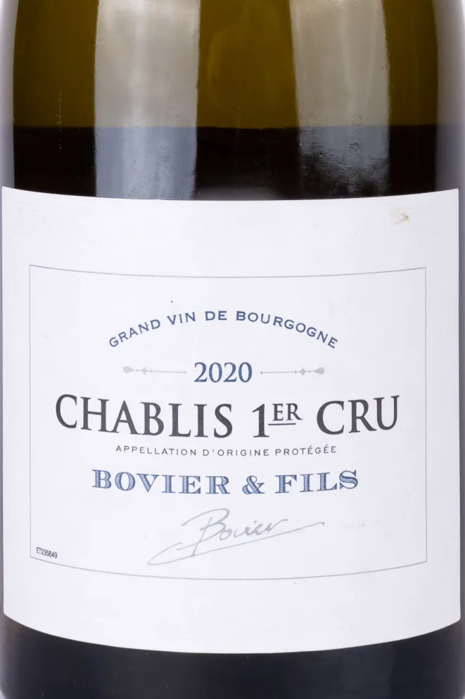 Этикетка Bovier & Fils Chablis 1 ER CRU 2020 0.75 л