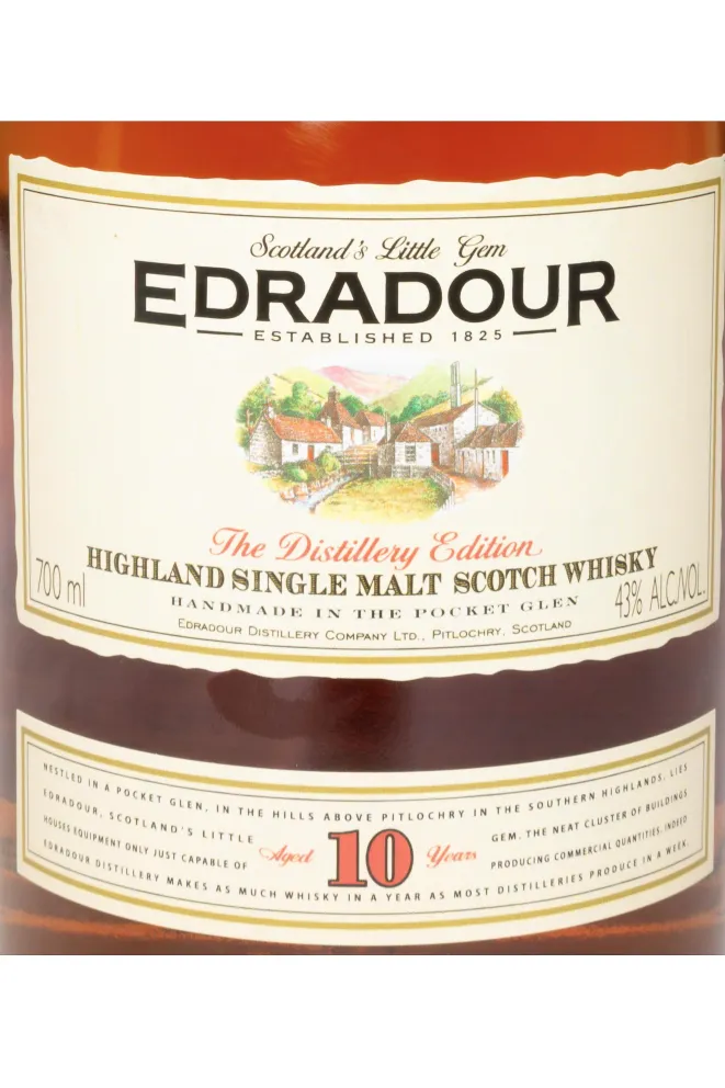 Этикетка Edradour 10 Years Old Distillery Edition in tube 0.7 л