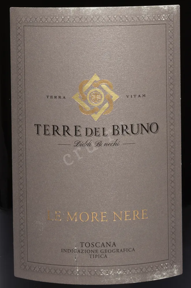 Этикетка Terre del Bruno Le More Nere Toscana IGT in wooden box 2021 3 л