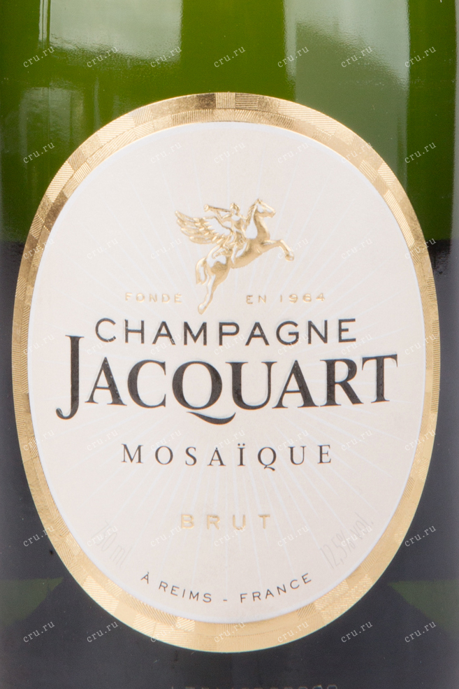 Этикетка Jacquart Brut Mosaique gift set with 2 glasses 0.75 л