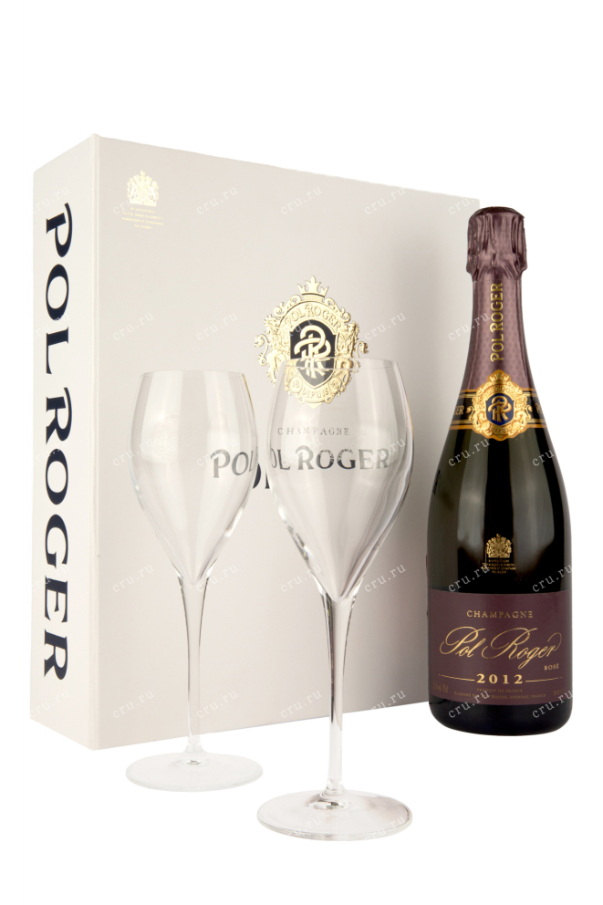 Шампанское Pol Roger Brut Rose Vintage in giftset with 2 glasses 2012 0.75 л
