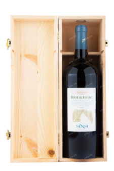 Вино Sensi Sabbiato Bolgheri DOC in wooden box 2019 1.5 л