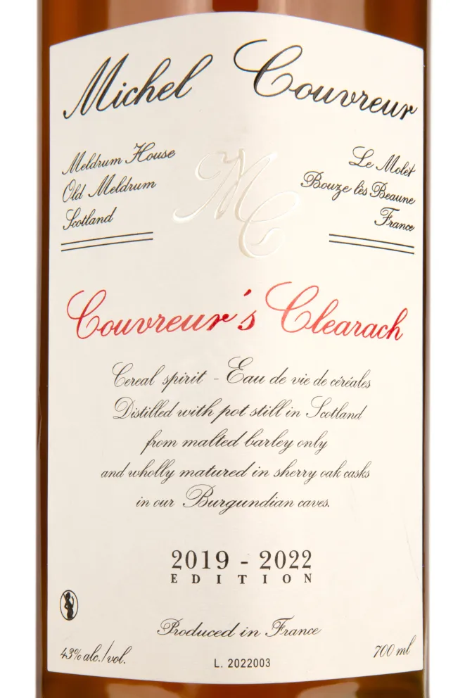 Этикетка виски Мишель Куврёр Куврёрс Клиарах 0,7