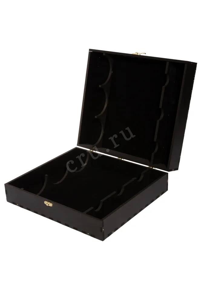 Деревянная коробка Gift Black Wooden Box For Three Bordeaux Bottles