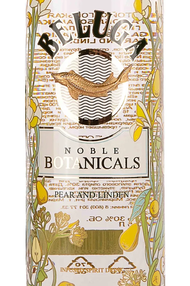 Этикетка Beluga Noble Botanicals Pear and Linden 0.5 л