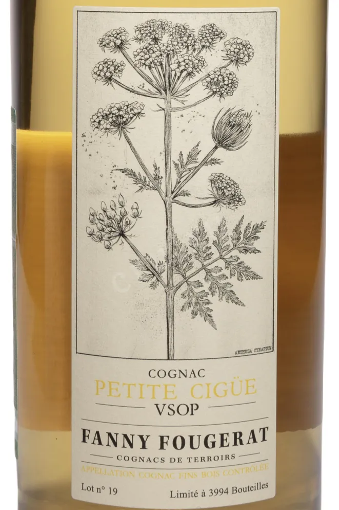 Этикетка Fanny Fougerat Petite Cigue VSOP Fins Bois in gift box 0.7 л