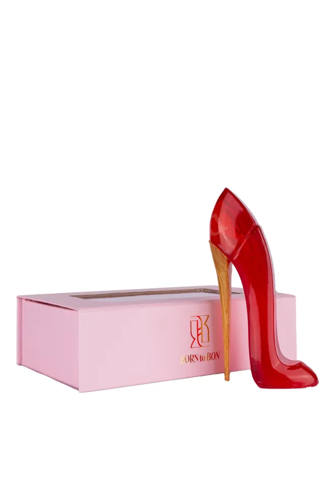 Бутылка Карамельная туфля малая с безалкогольным розовым вином 10мл 0.01 л