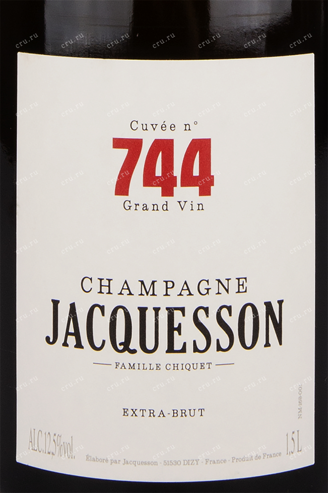 Этикетка игристого вина Jacquesson Cuvee No 744 Extra Brut 1.5 л