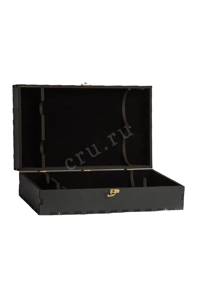 Gift Black Wooden Box For Two Bordeaux Bottles
