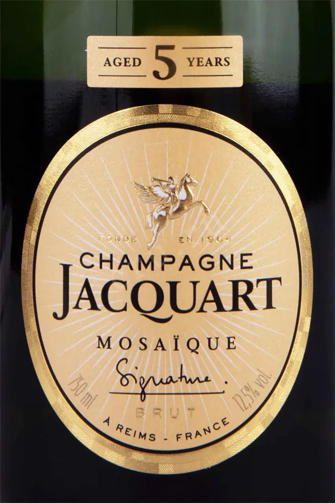 Этикетка Champagne Jacquart Brut Mosaique Signature in gift box 2015 0.75 л
