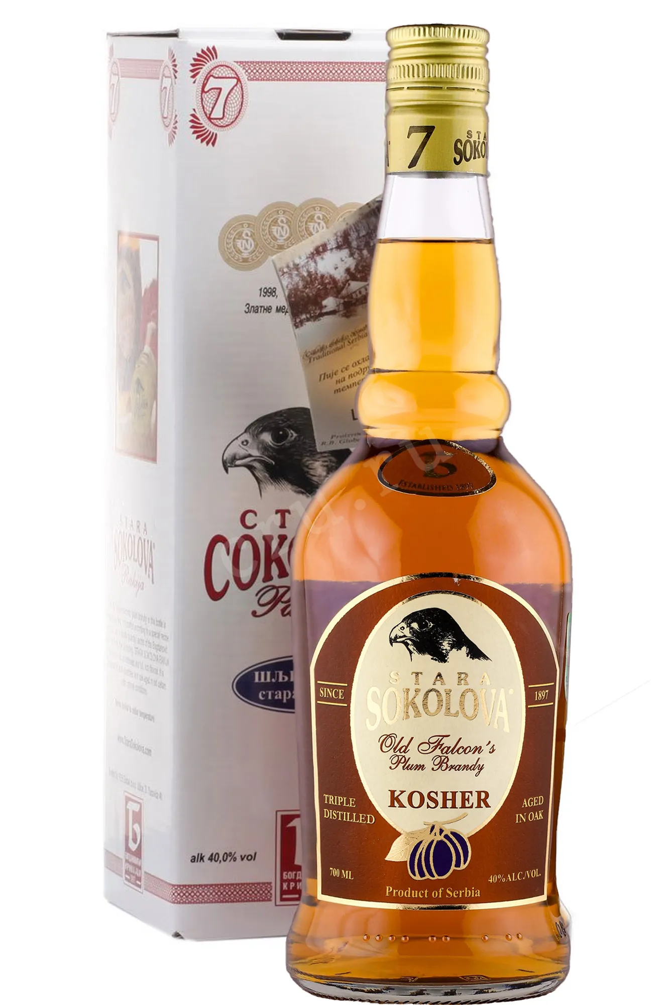 Фото — Ракия Stara Sokolova Plum Kosher in box  0.7 л