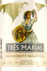 Этикетка Tres Maries Aguardente Bagaceira 0.75 л