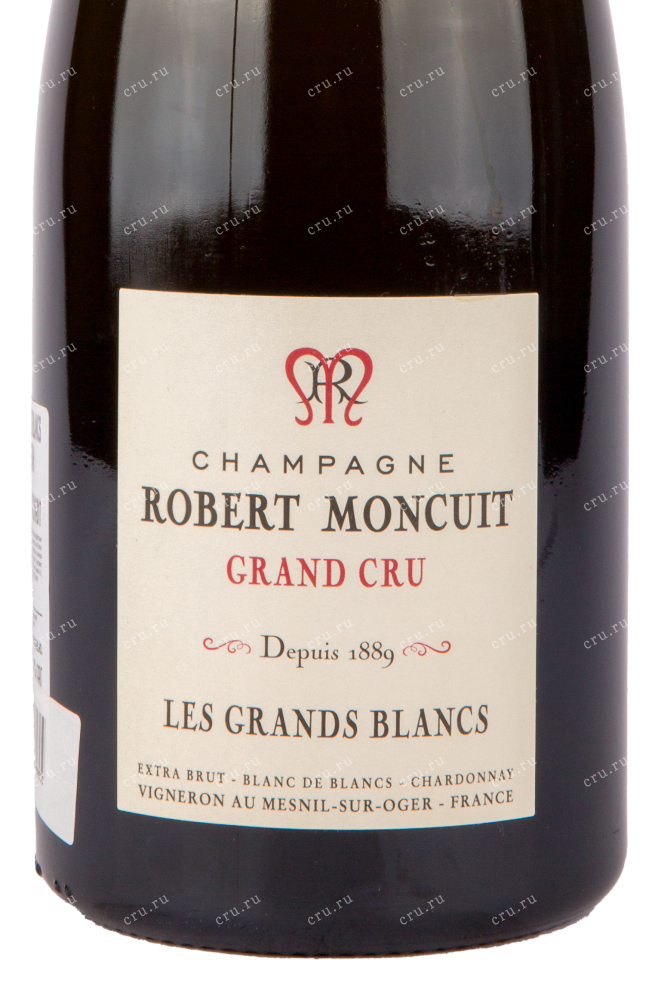 Этикетка игристого вина Robert Moncuit Les Grands Blancs Grand Cru Extra Brut 1.5 л