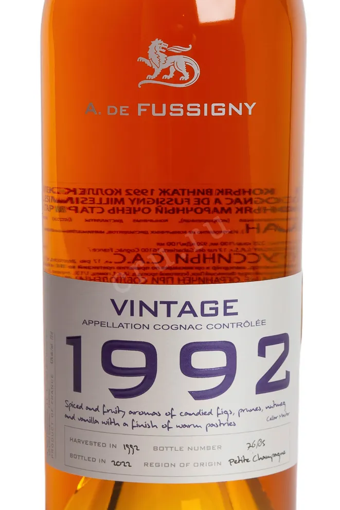 Этикетка A de Fussigny 1992 0.7 л