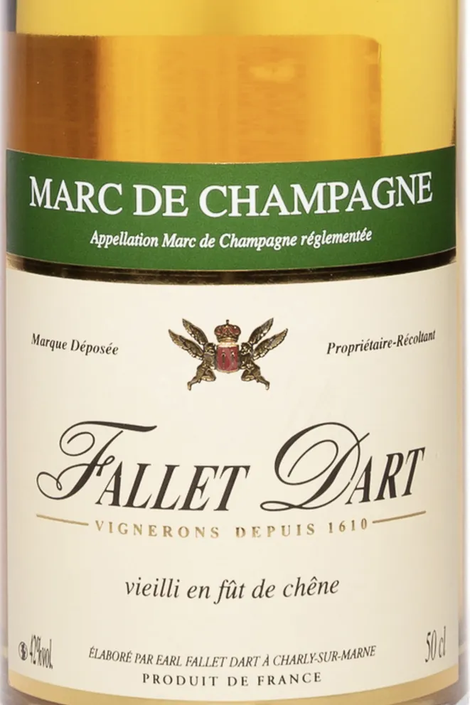 Этикетка Fallet Dart Marc De Champagne AOC 2020 0.5 л