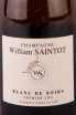 Этикетка William Saintot Blanc de Noirs Premier Cru 2015 0.375 л