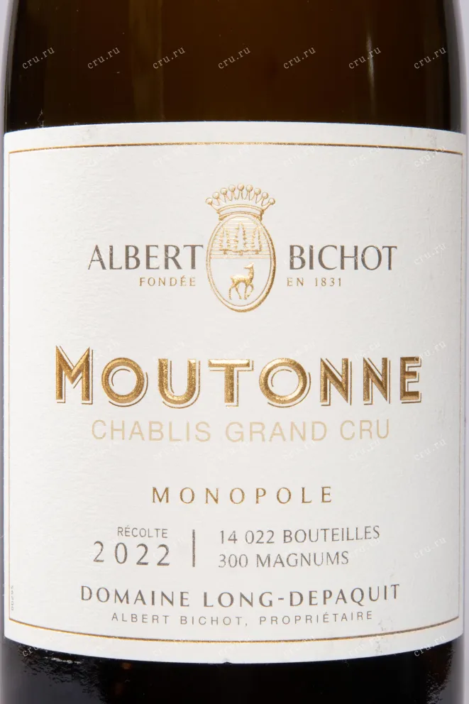 Этикетка Albert Bichot Chablis Grand Cru Domain Long Depaquit Les Mouton 2022 0.75 л