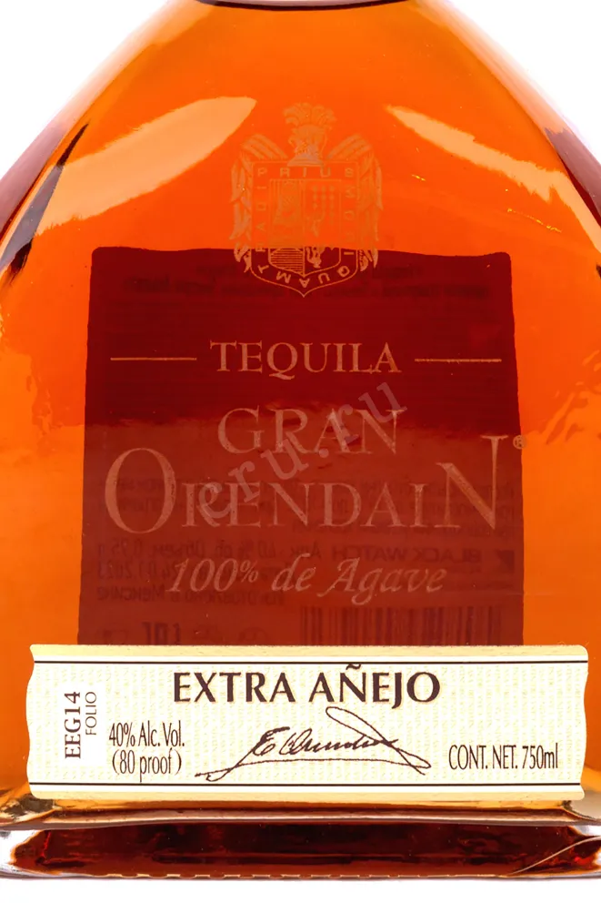 Этикетка Gran Orendain Anejo with gift box 0.75 л
