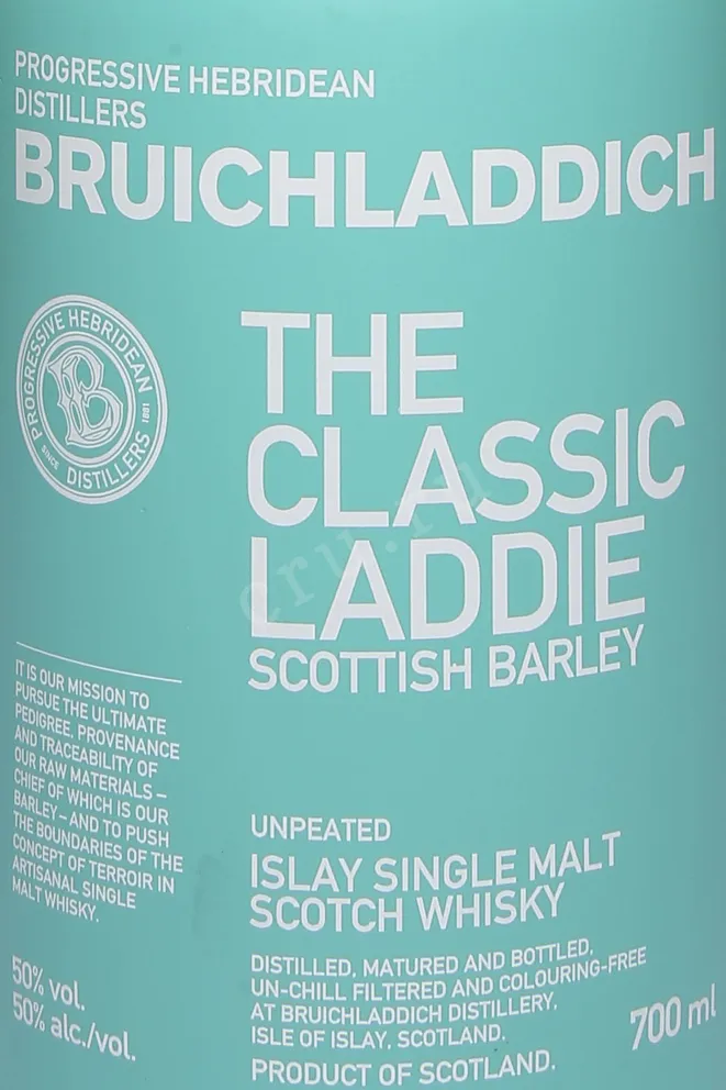 Этикетка Bruichladdich The Classic Laddie Scottish Barley in tube 0.7 л