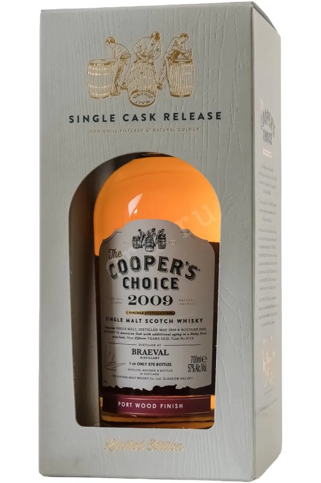 В подарочной коробке The Cooper's Choice Braeval SIngle Malt Scotch Port Wood Finish in gift box 2009 0.7 л