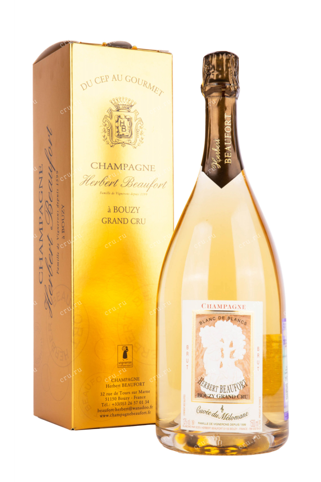 Шампанское Herbert Beaufort Cuvee du Melomane Blanc de Blancs Bouzy Grand Cru 2018 1.5 л