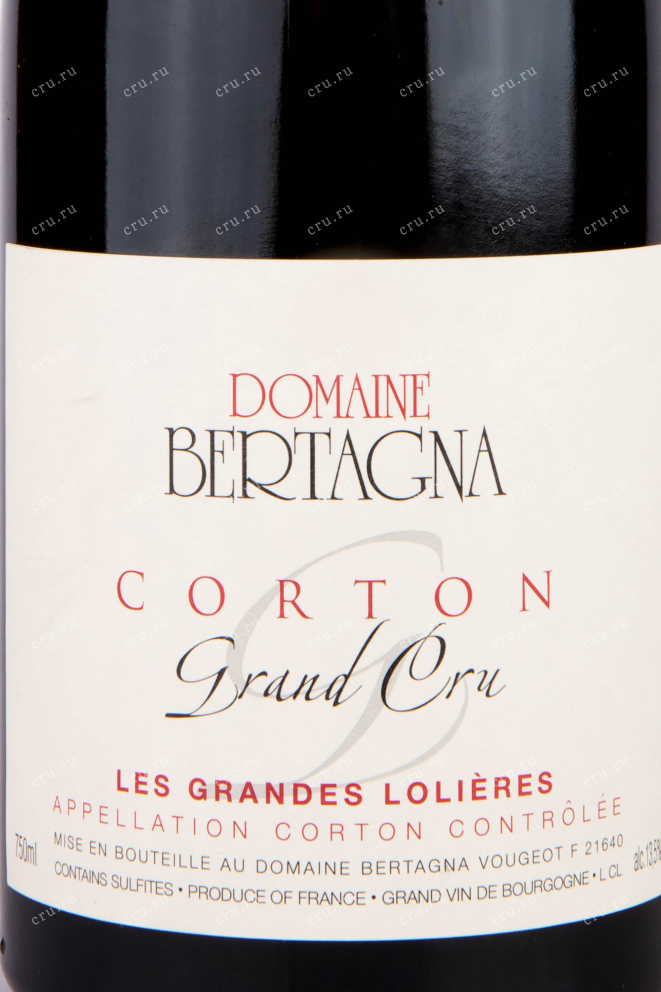 Этикетка Corton Grand Cru Les Grandes Lolieres Domaine Bertagna 2016 0.75 л