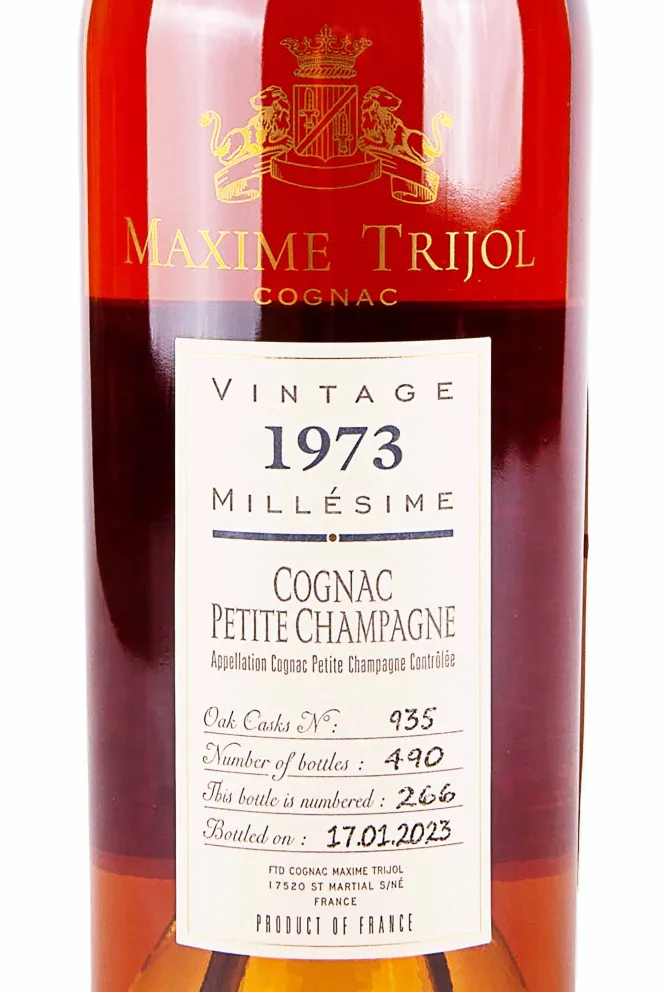 Этикетка Maxime Trijol Petite Champagne 1973 0.7 л