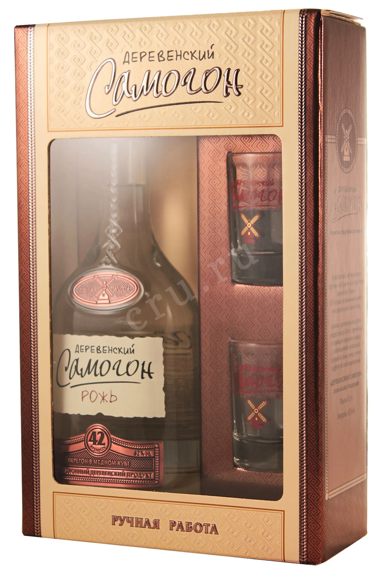 Фото — Водка Деревенский Самогон Рожь +2 стопки  0.5 л