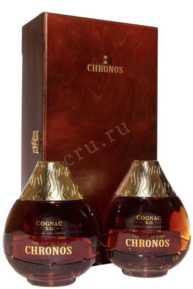 Коньяк Chronos XO gift set of 2 bottles in wooden box  0.35 л