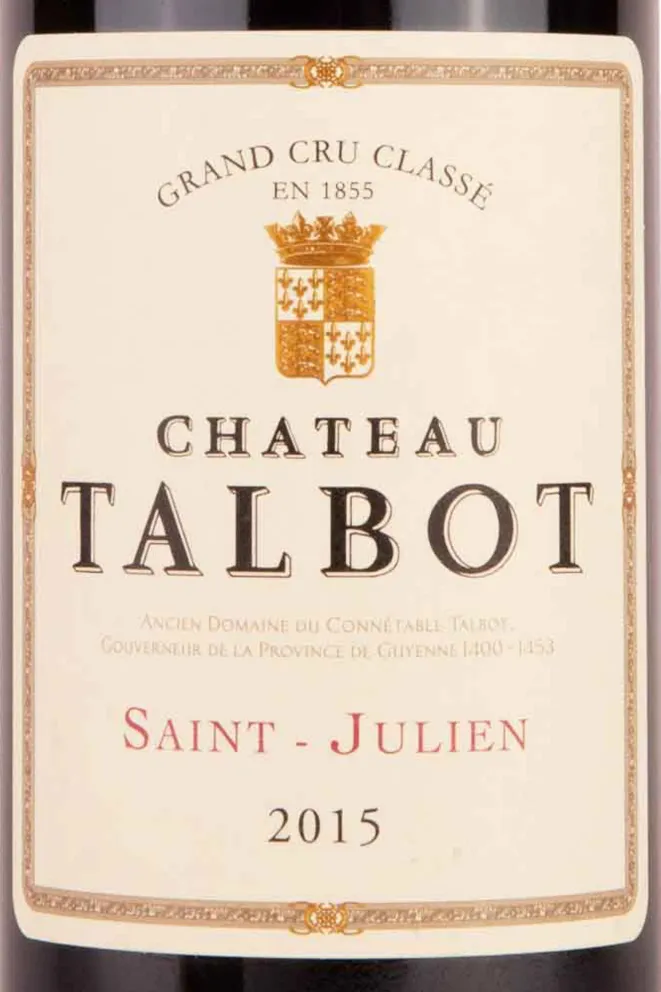Этикетка Chateau Talbot Grand Cru Classe Saint-Julien 2015 13.5 л