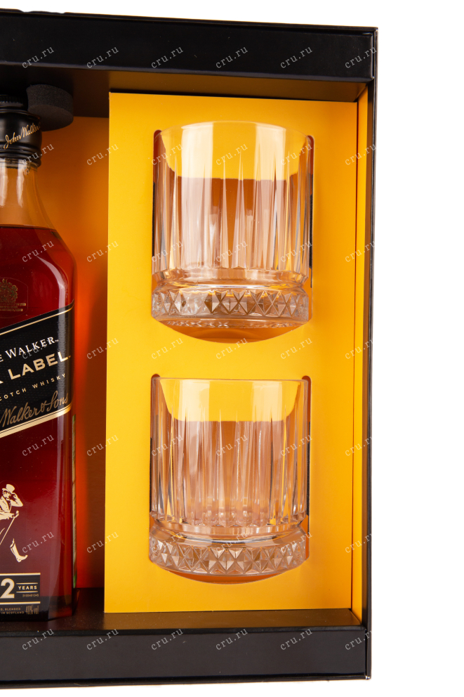 Виски Johnnie Walker Black Label 12 years in the gift box + 2 glass  0.7 л