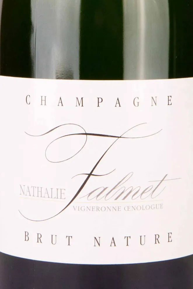 Этикетка Nathalie Falmet Cuvee Brut Nature gift box 2015 1.5 л