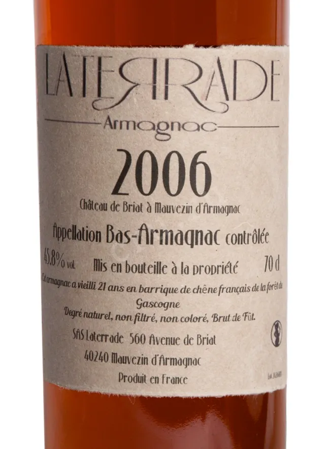 Этикетка Laterrade Chateau de Briat Bas-Armagnac 2006 0.7 л